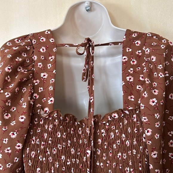 Kirundo brown floral smocked ruffle dress size S - Picture 7 of 9